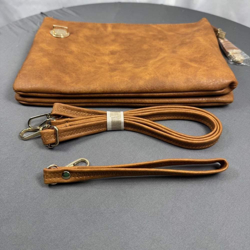 NGil Cognac Brown  Clutch, Shoulder Strap Or‎ Wristlet Strap NEW